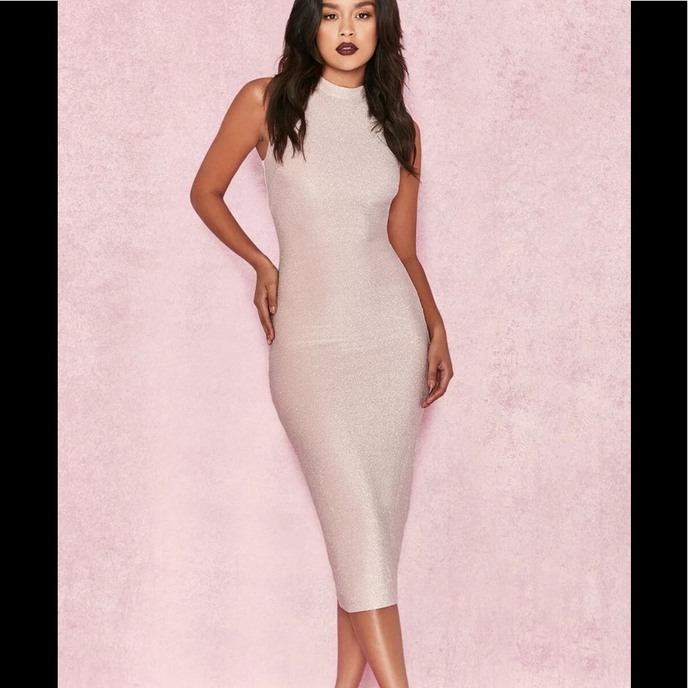 HOUSE OF CB FRANKIE Pink Midi Dress small / medium